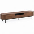 Mobile TV ovale in MDF impiallacciato noce e nero, 180 x 40 x 50 cm