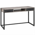 Scrivania rettangolare 120 x 60 x 75 cm con 2 cassetti e vano aperto, Rovere grigio/Nero
