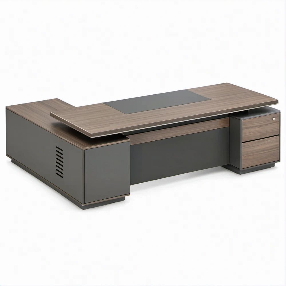 Scrivania direzionale rettangolare 220 x 100 x 75 cm Noce e Grigio Antracite