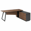 Scrivania angolare 180 x 160 x 75 cm con cassettiera, effetto noce e nero
