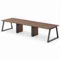 Tavolo da riunione rettangolare 300 x 120 x 75 cm effetto noce e nero con 3 passacavi