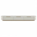 Mobile TV basso in MDF laccato avorio con dettagli oro chiaro, 220 x 40 x 45 cm
