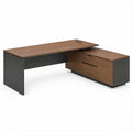 Scrivania direzionale angolare con cassettiera Noce/Antracite/Nero 180 x 80 x 75 cm