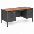 Scrivania rettangolare 160 x 80 x 75 cm con 4 cassetti, Noce e Antracite